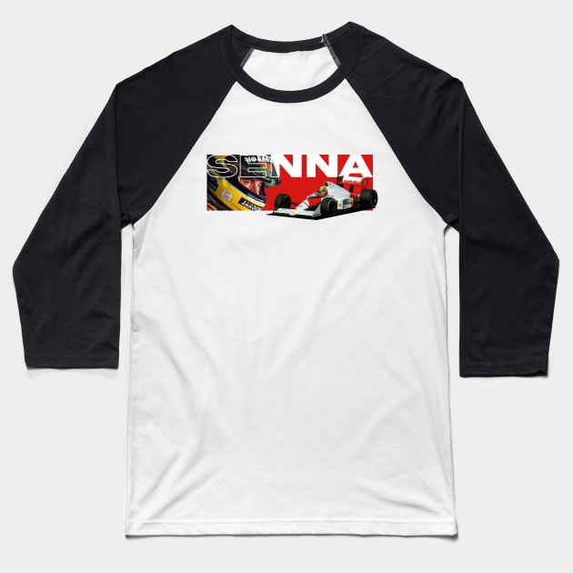 Ayrton Senna MP4 Baseball T-Shirt by F1LEAD